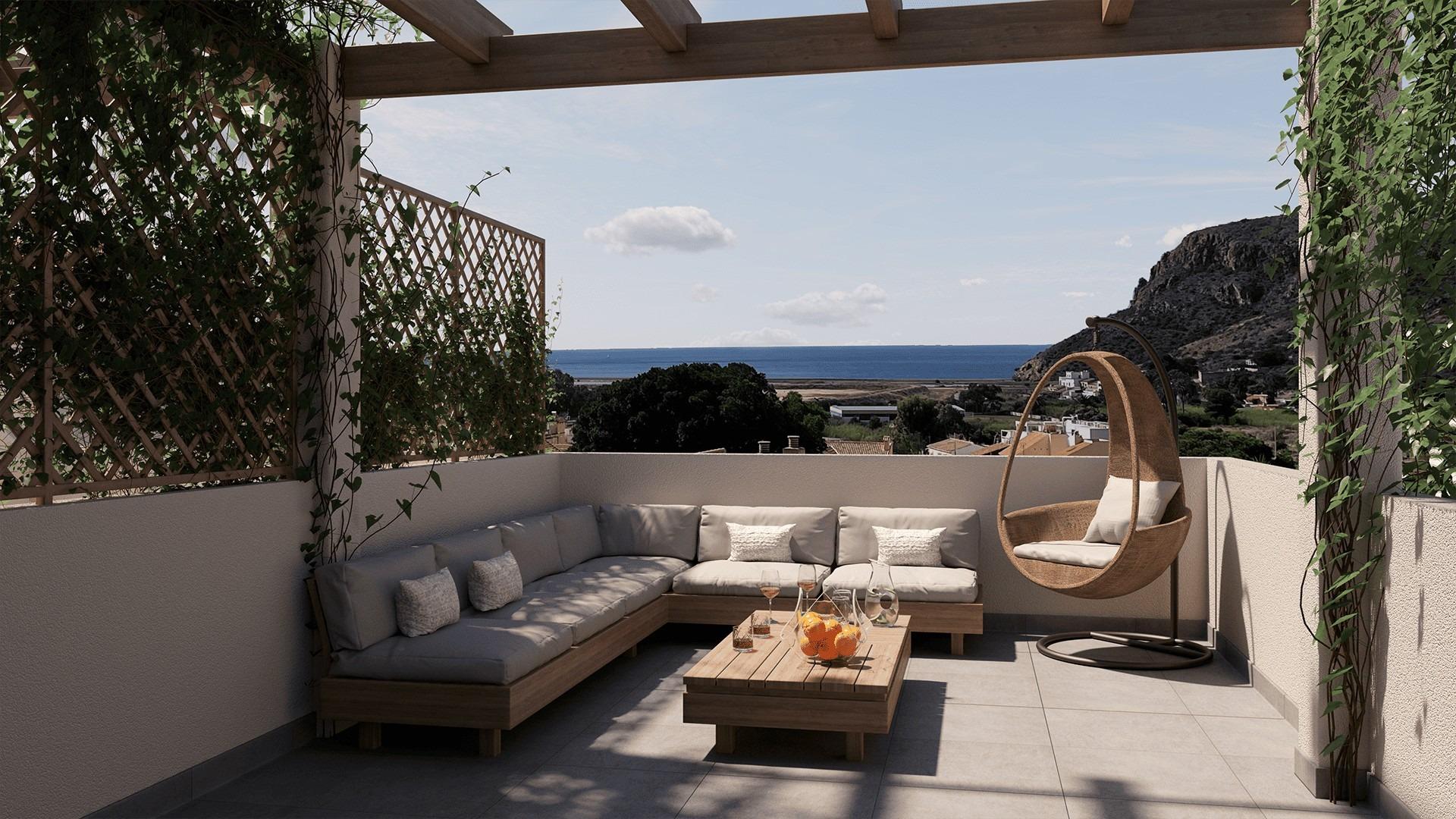 Casas adosadas de nueva construcción con vistas al mar en Portman, Murcia