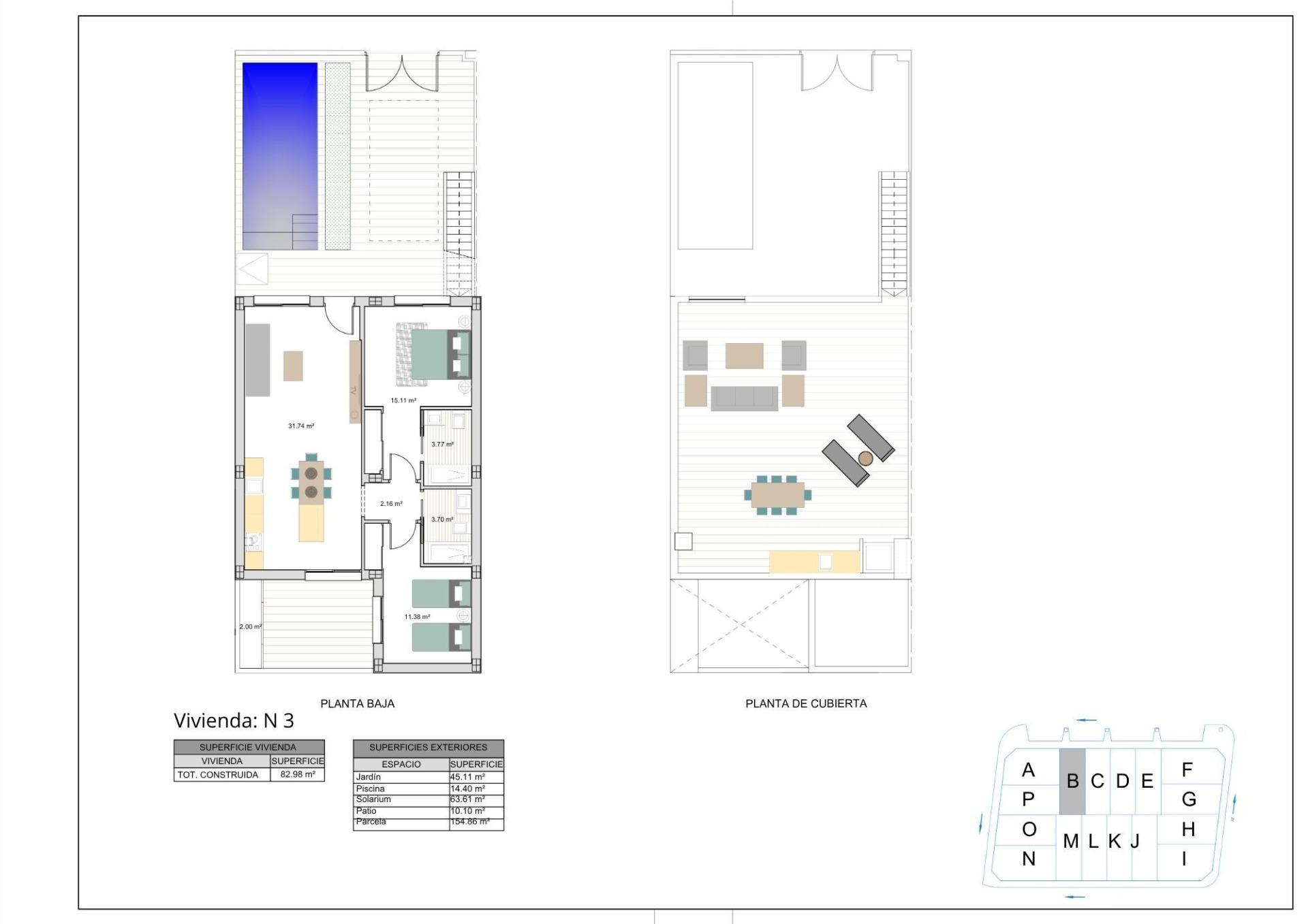Modernas casas adosadas y pareadas de nueva construcción con piscina privada en El Alba Resort-Torre Pacheco