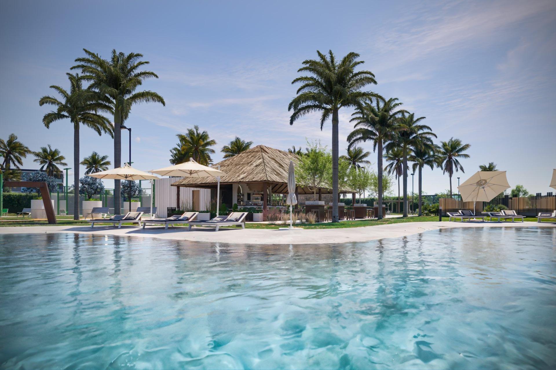 Modernas casas adosadas y pareadas de nueva construcción con piscina privada en El Alba Resort-Torre Pacheco