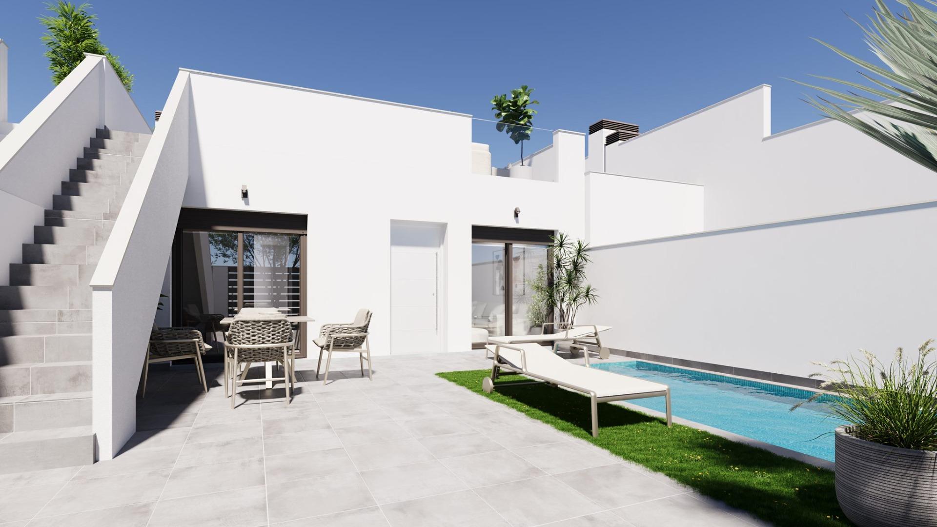 Modernas casas adosadas y pareadas de nueva construcción con piscina privada en El Alba Resort-Torre Pacheco