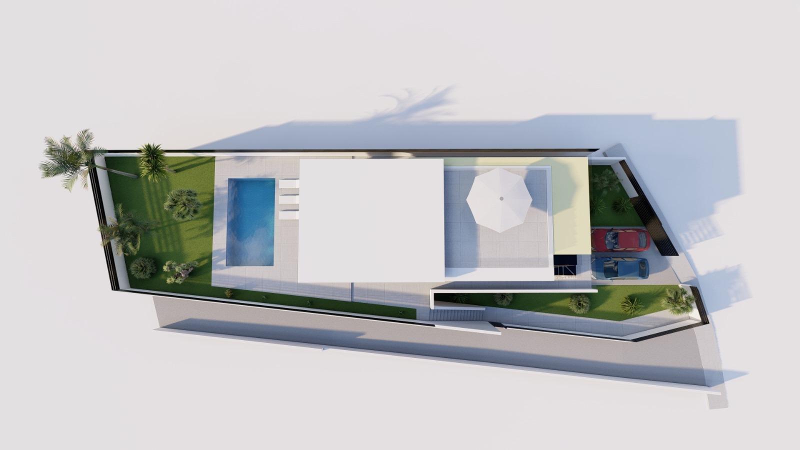 Chalets de obra nueva de una planta con piscina privada en Torrevieja