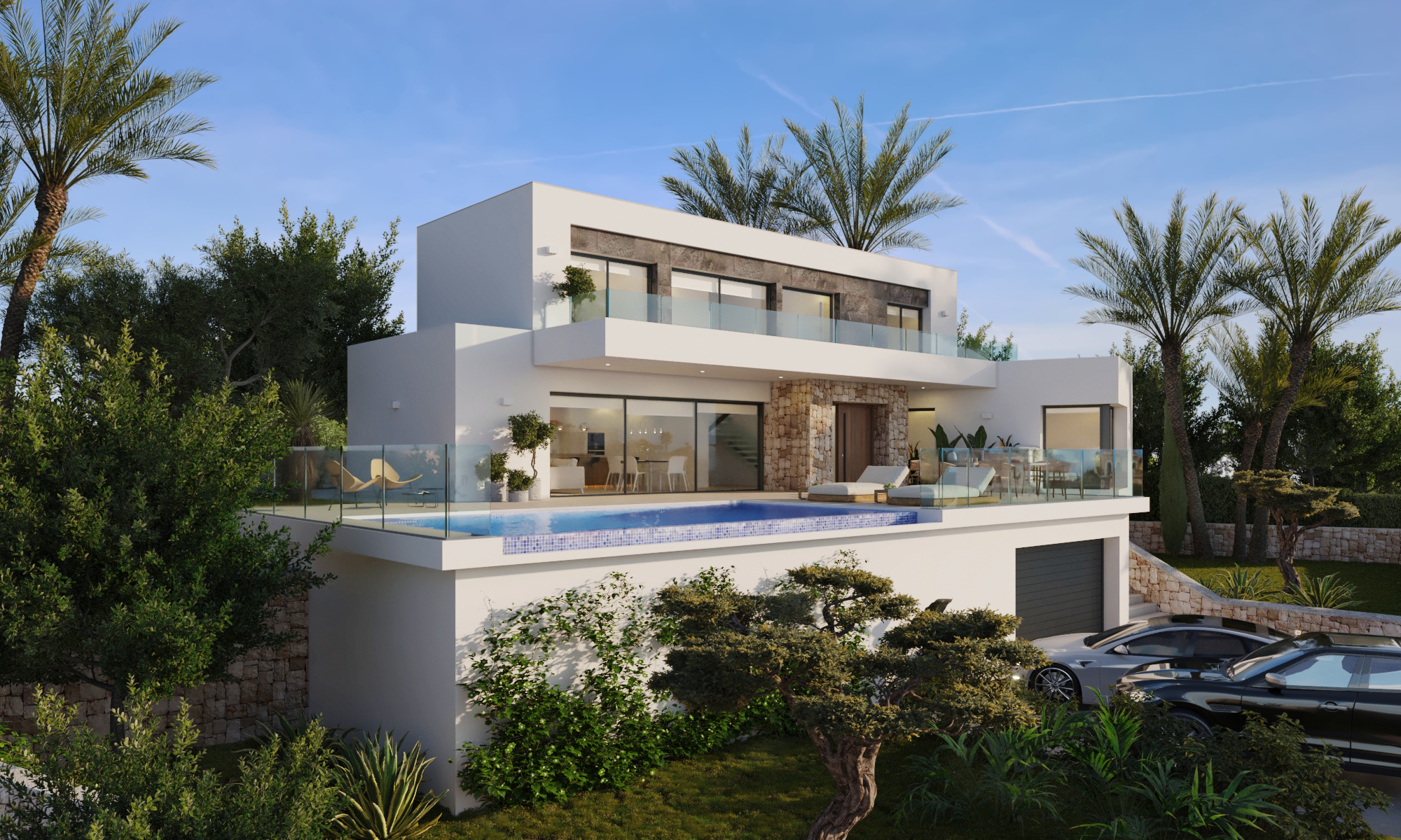 Villa de arquitectura contemporánea con vistas al mar