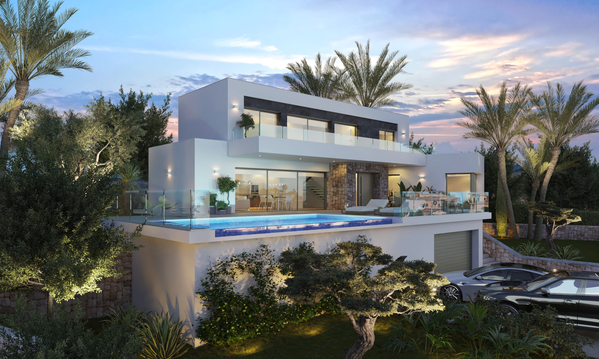 Villa de arquitectura contemporánea con vistas al mar