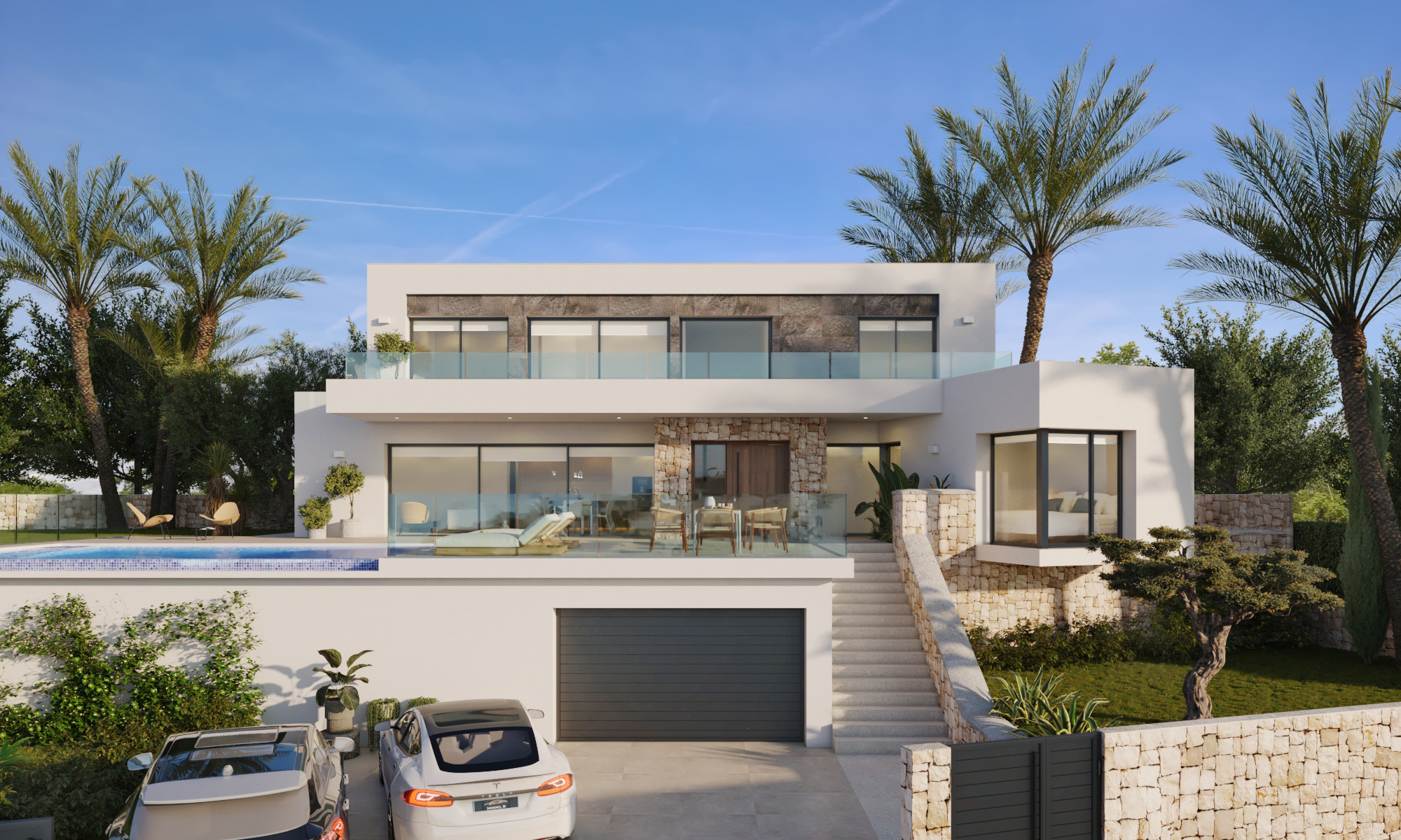 Villa de arquitectura contemporánea con vistas al mar