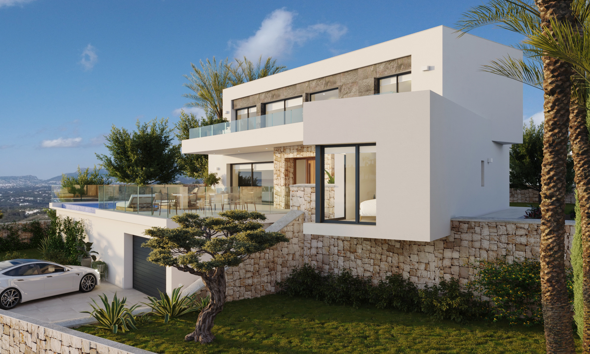 Villa de arquitectura contemporánea con vistas al mar