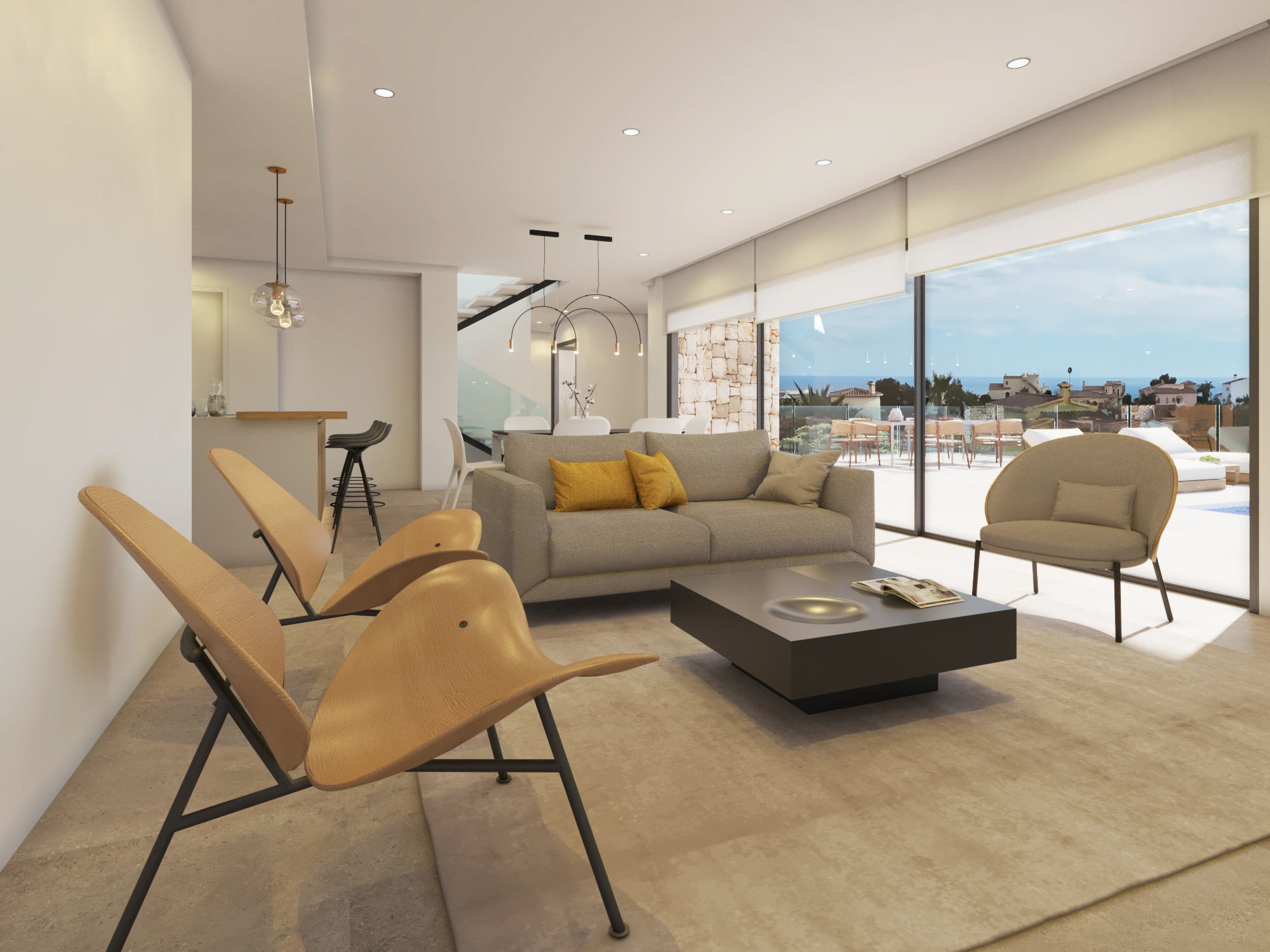 Villa de arquitectura contemporánea con vistas al mar