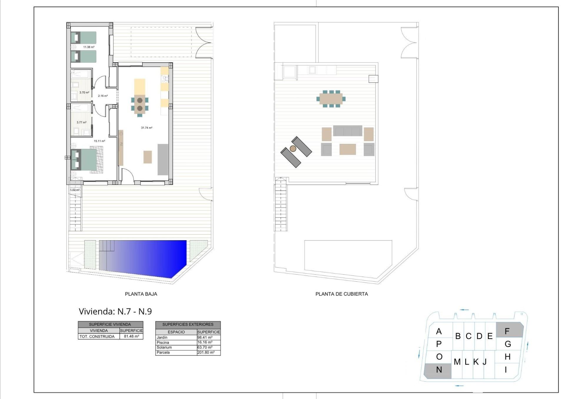 Modernas casas adosadas y pareadas de nueva construcción con piscina privada en El Alba Resort-Torre Pacheco