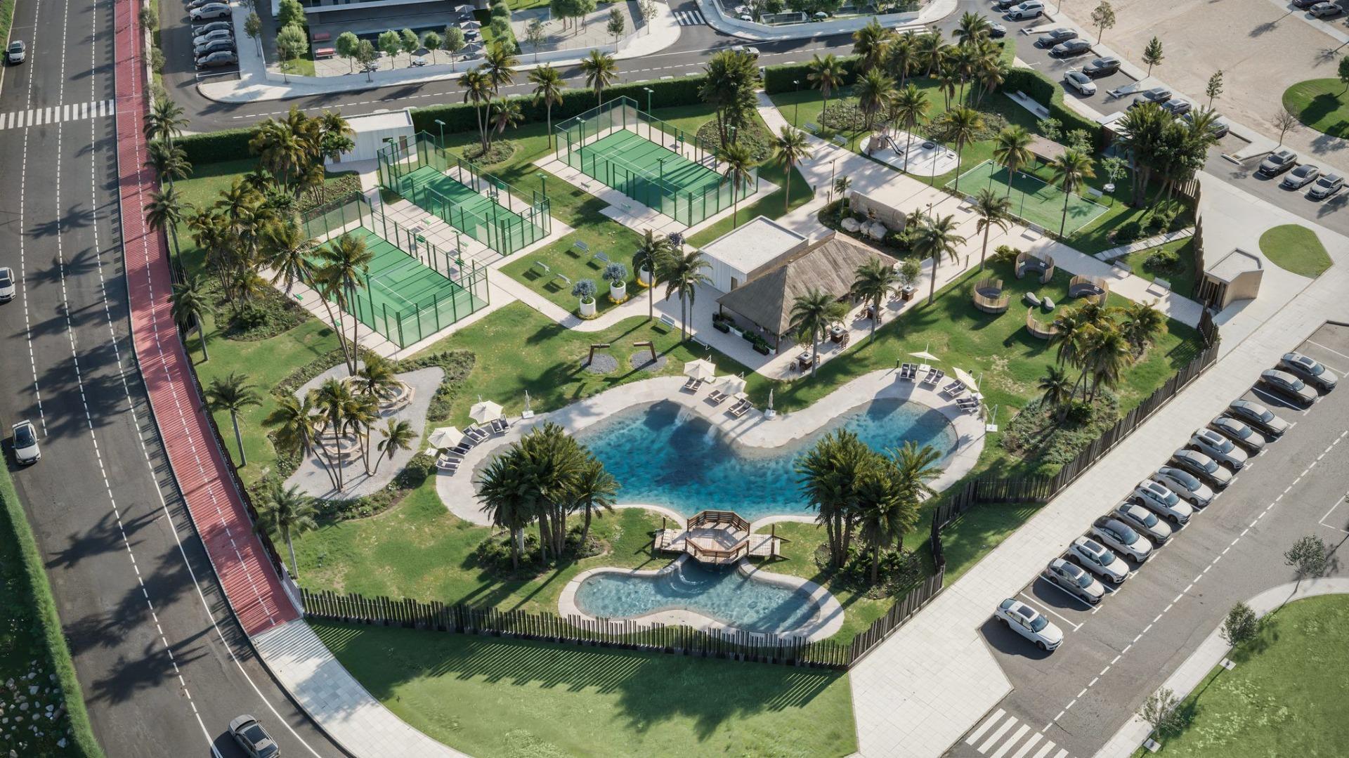 Modernas casas adosadas y pareadas de nueva construcción con piscina privada en El Alba Resort-Torre Pacheco