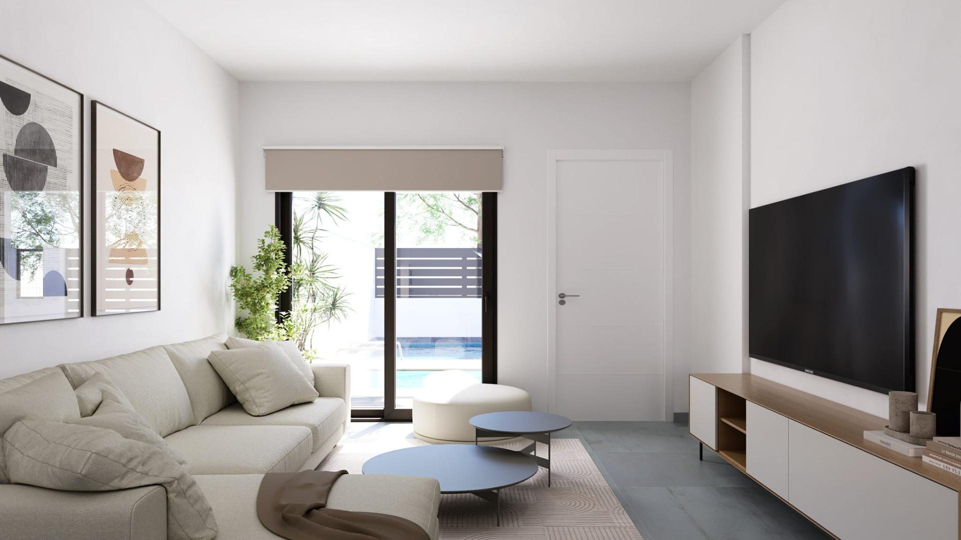 Modernas casas adosadas y pareadas de nueva construcción con piscina privada en El Alba Resort-Torre Pacheco
