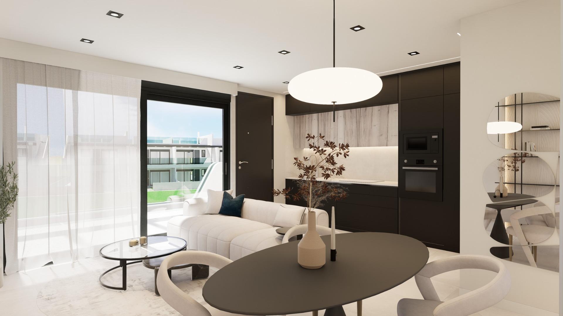 Bungalows de nueva construcción con jardín o solárium cerca de la playa en Pilar de la Horadada