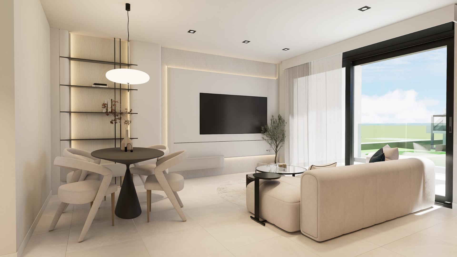 Bungalows de nueva construcción con jardín o solárium cerca de la playa en Pilar de la Horadada