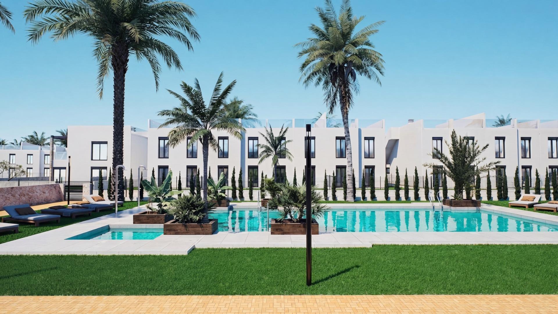 Bungalows de nueva construcción con jardín o solárium cerca de la playa en Pilar de la Horadada