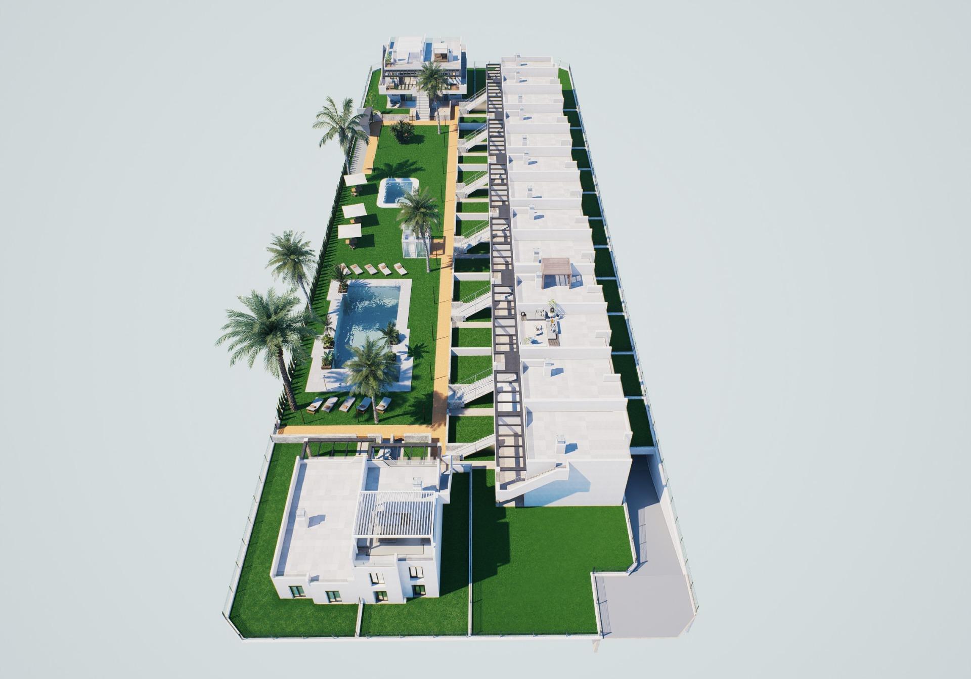 Bungalows de nueva construcción con jardín o solárium cerca de la playa en Pilar de la Horadada