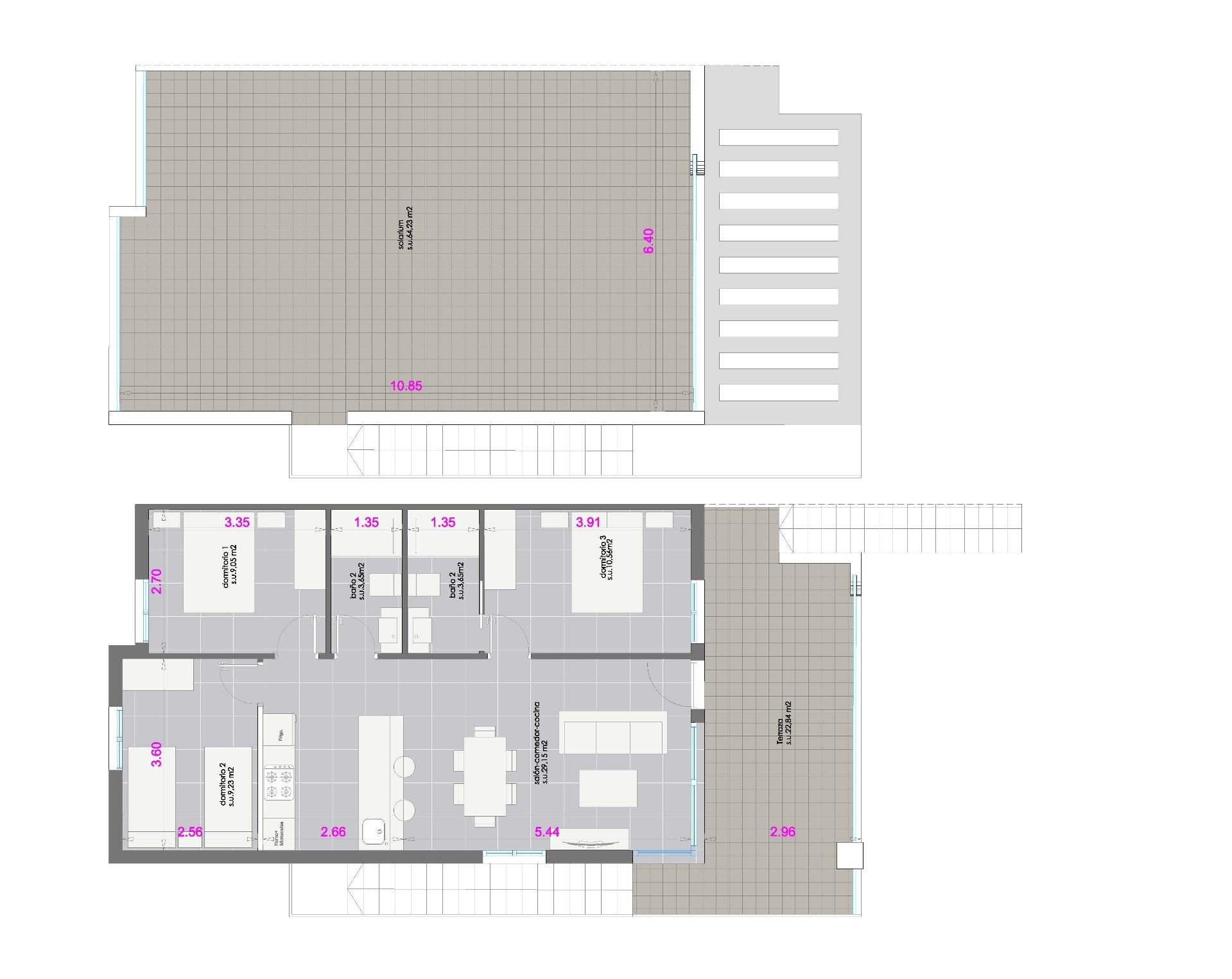 Bungalows de nueva construcción con jardín o solárium cerca de la playa en Pilar de la Horadada