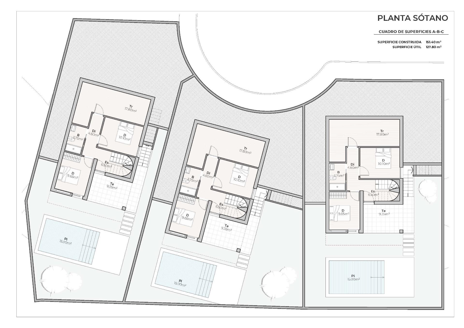 Promoción de 3 Villas independientes de nueva construcción con piscina privada en el Country Club de Mazarrón