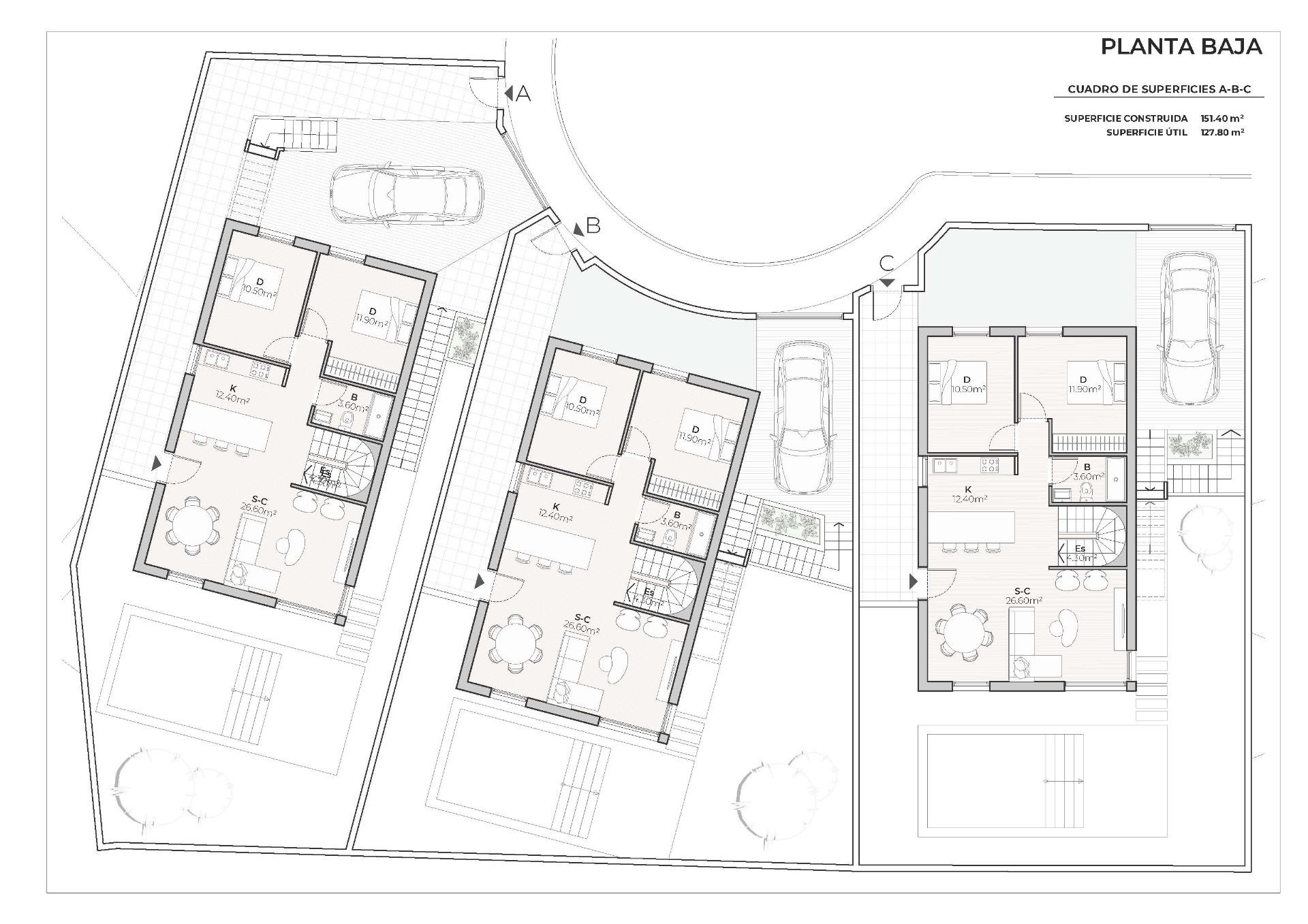 Promoción de 3 Villas independientes de nueva construcción con piscina privada en el Country Club de Mazarrón