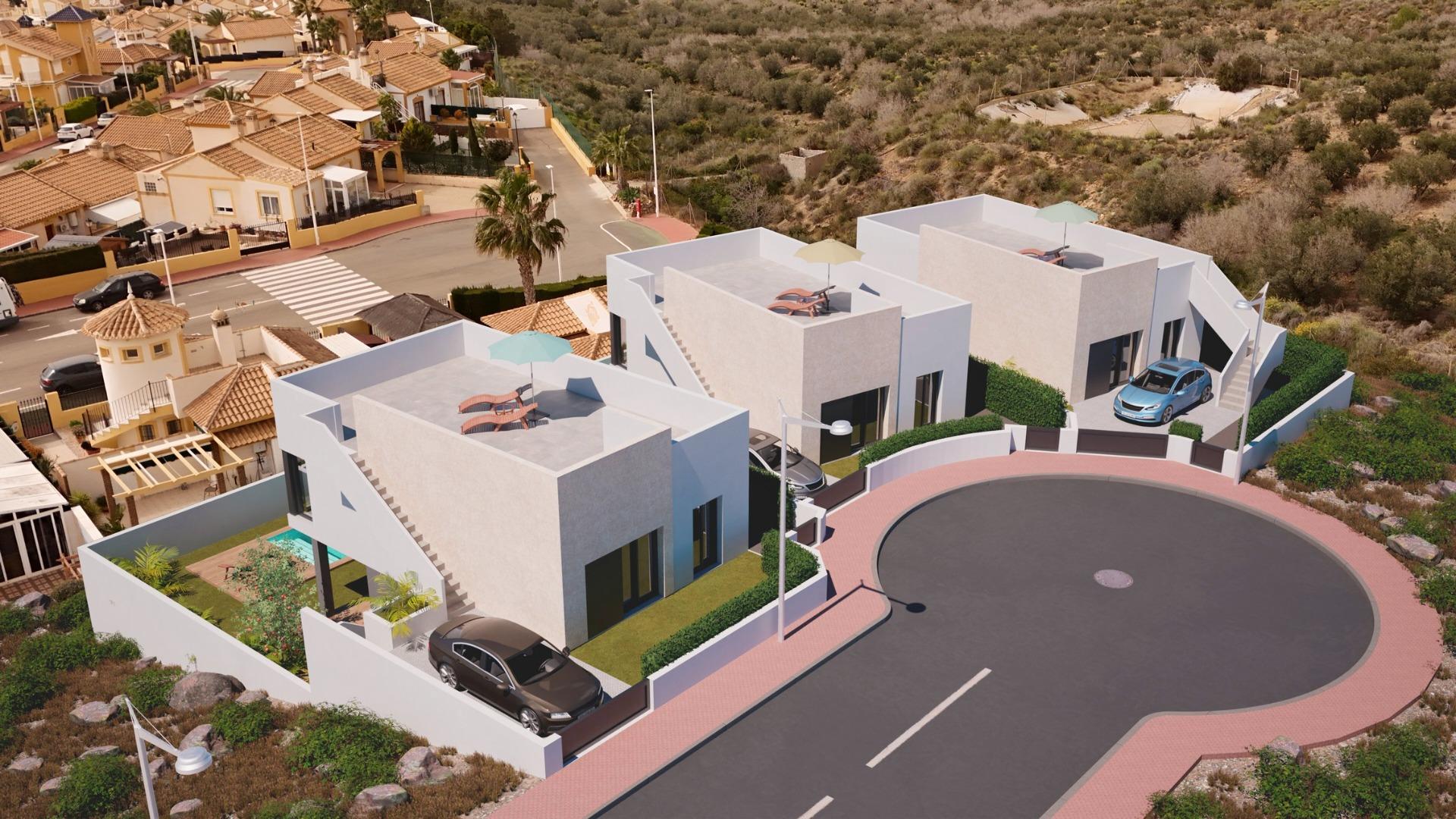 Promoción de 3 Villas independientes de nueva construcción con piscina privada en el Country Club de Mazarrón