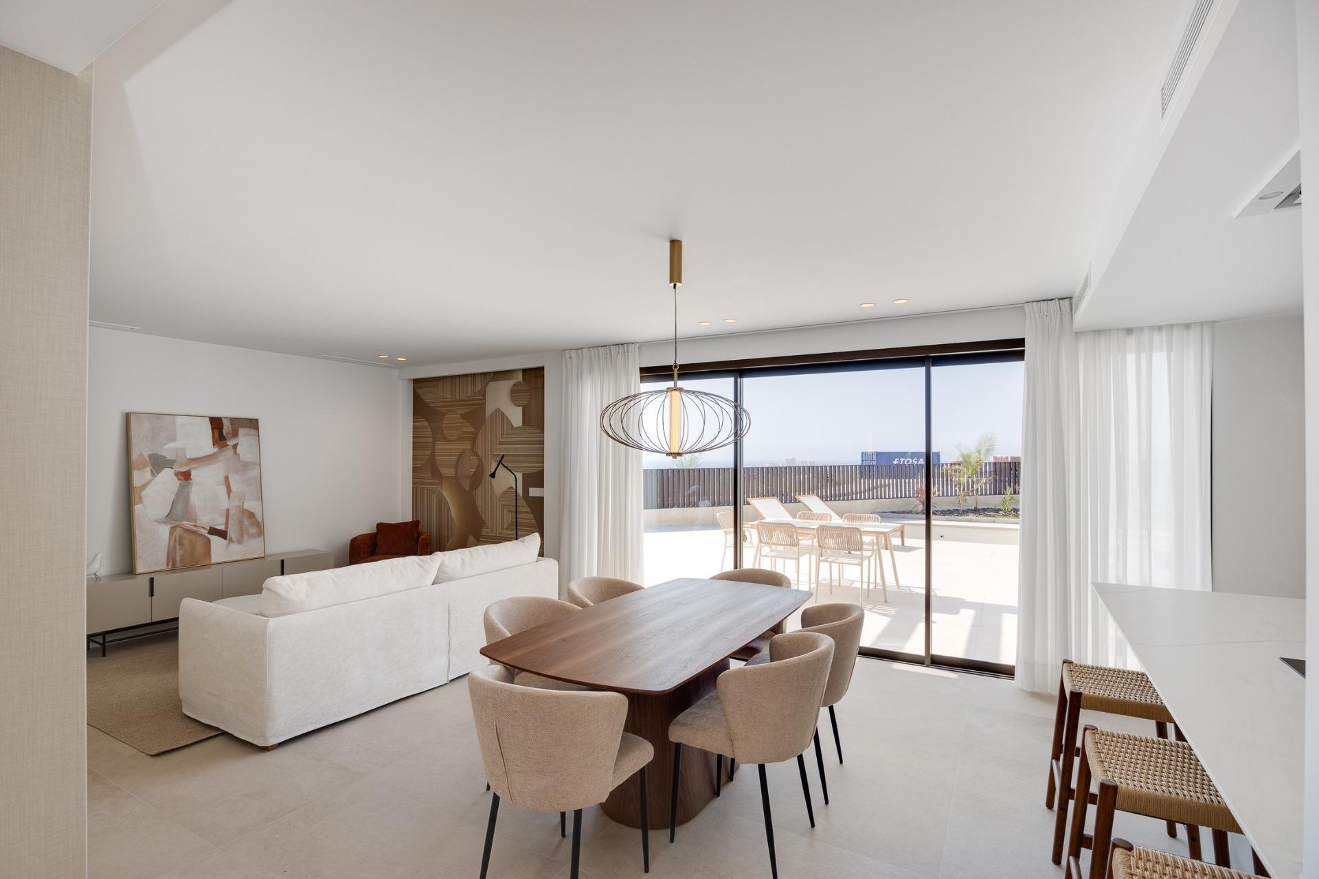 Villas adosadas de nueva construcción en venta en Mutxamel con piscina privada y vistas al mar