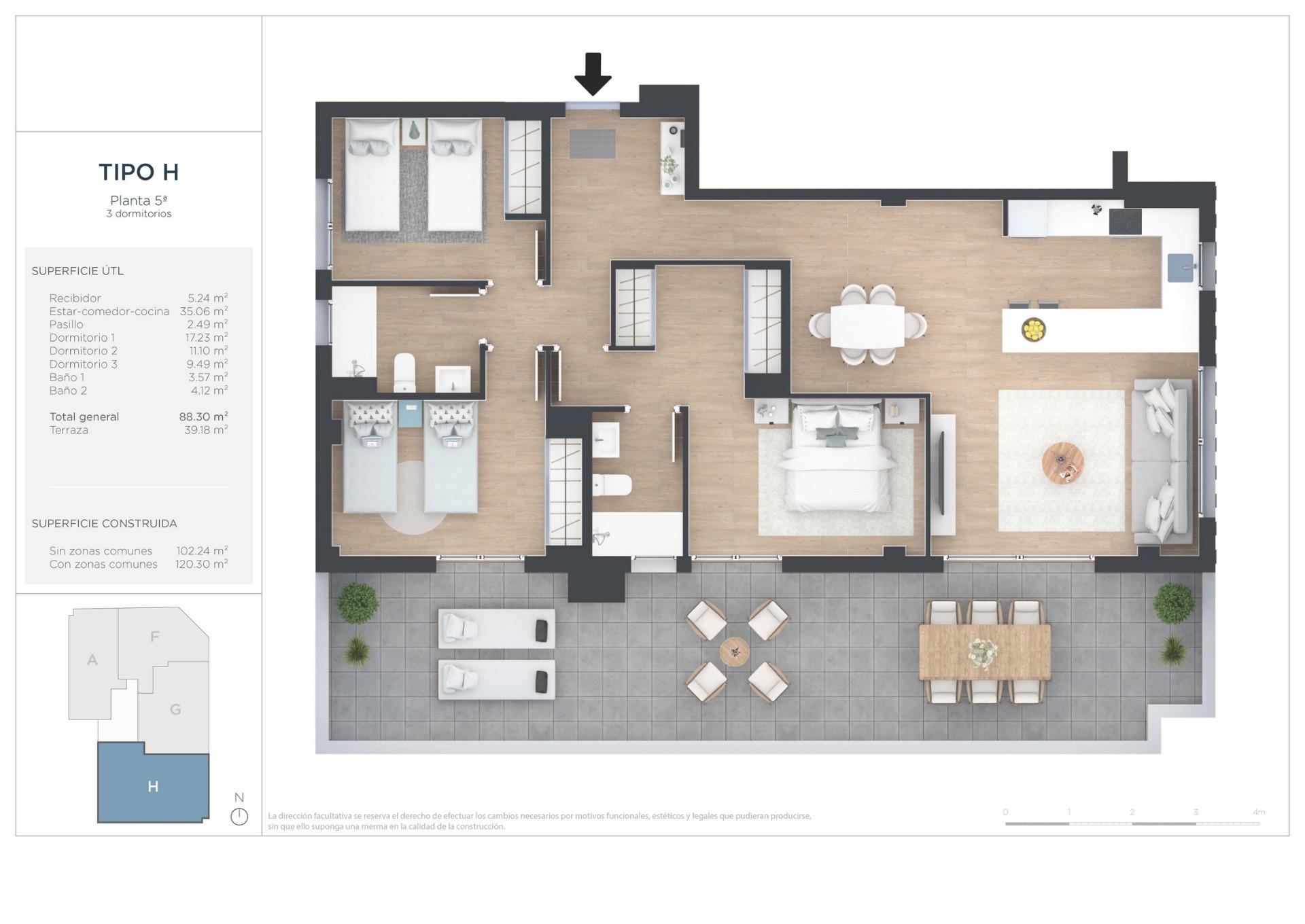 Ático de nueva construcción de 3 dormitorios con vistas al mar en el centro de Alicante, cerca de la Avenida Oscar Espla